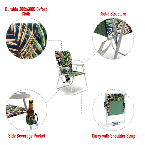 SunnyFeel AC1165 Folding Beach Chair Lightweight, Portable Lawn Chair for Adults Heavy Duty 300 LBS with Cup Holders, Foldable Camping Chair for Outdoor
