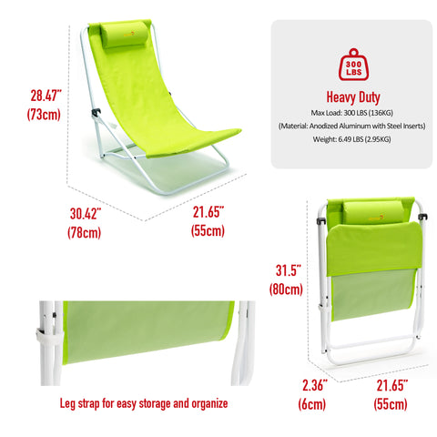 SunnyFeel AC1235 Beach Chair Outdoor Folding Lounge Chairs for Adults