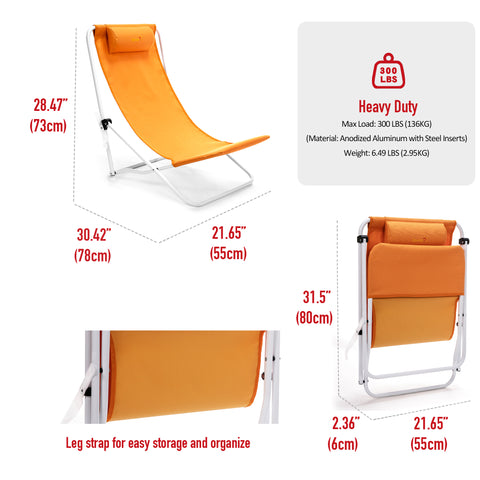 SunnyFeel AC1235 Beach Chair Outdoor Folding Lounge Chairs for Adults