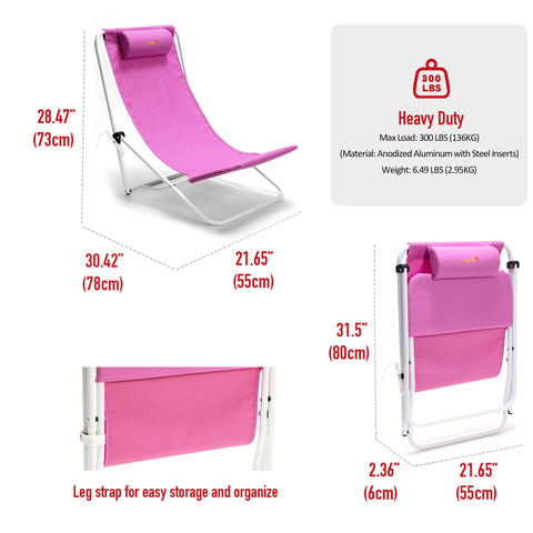 SunnyFeel AC1235 Beach Chair Outdoor Folding Lounge Chairs for Adults