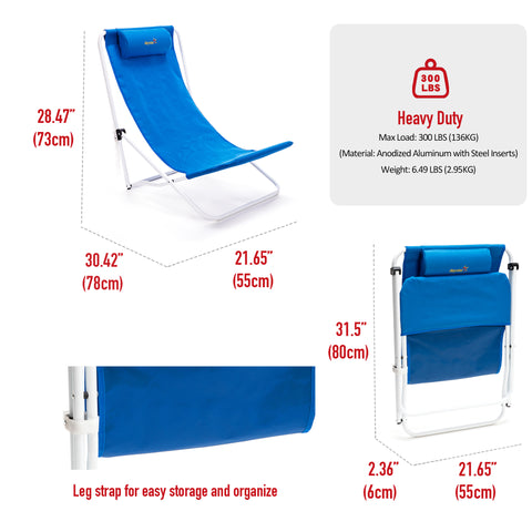 SunnyFeel AC1235 Beach Chair Outdoor Folding Lounge Chairs for Adults