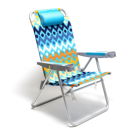 SunnyFeel AC1238 / AC1238B Folding Beach Chair 5-Postion Adjustable Reclining High Back Head Rest Aluminum Portable Lounge Chairs for Adults Outdoor