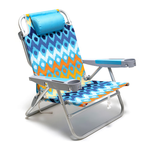 SunnyFeel AC1238 / AC1238B Folding Beach Chair 5-Postion Adjustable Reclining High Back Head Rest Aluminum Portable Lounge Chairs for Adults Outdoor