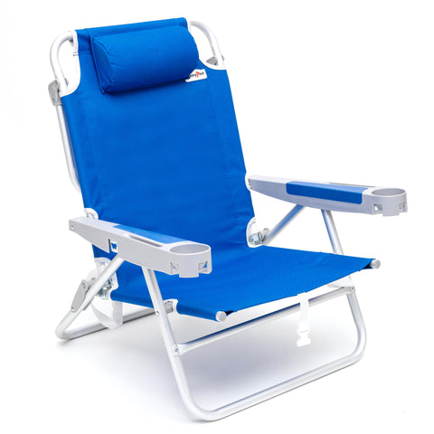 SunnyFeel AC1238 / AC1238B Folding Beach Chair 5-Postion Adjustable Reclining High Back Head Rest Aluminum Portable Lounge Chairs for Adults Outdoor