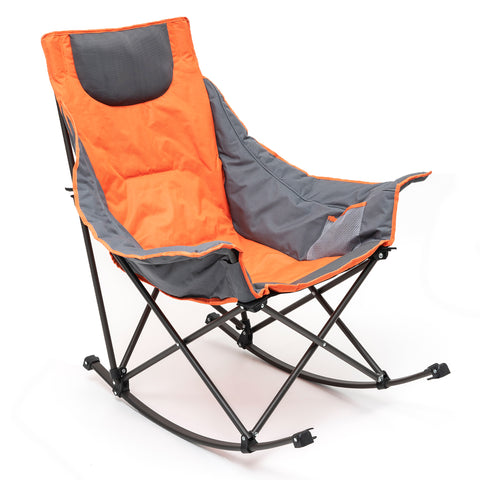 SunnyFeel AC2026 / AC2026H (Heated)Oversized Camping Rocking Chair for Adults, Luxury Padded Recliner, Oversized Folding Rocker, Outdoor Lawn Chair