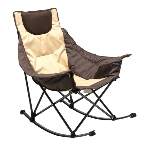 SunnyFeel AC2026 / AC2026H (Heated)Oversized Camping Rocking Chair for Adults, Luxury Padded Recliner, Oversized Folding Rocker, Outdoor Lawn Chair