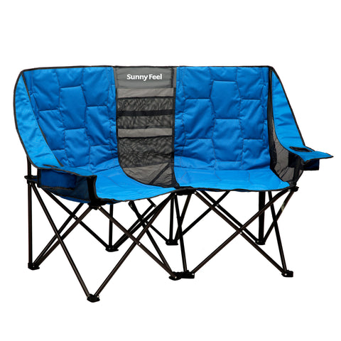 Sunnyfeel AC2404 / AC2404H (Heated) Double Camping Chair, Oversized Padded Foldable Loveseat for Adults, 2-Person Outdoor Chair for Lawn Conversations, Camping, and Relaxation