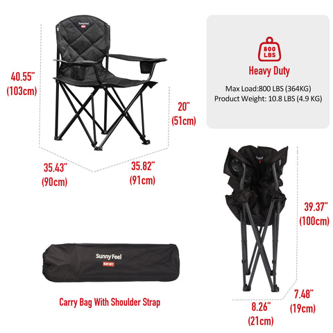 SunnyFeel AC2409 Camping Chair for Adults, Heavy Duty 800 lbs, Oversized Outdoor Lawn Chairs