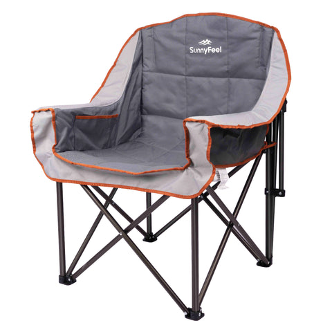 Sunnyfeel AC2411B XL Oversized Folding Camping Chairs Heavy Duty Padded Outdoor Sofa Chair with Armrest Cup Holder and Carry Bag