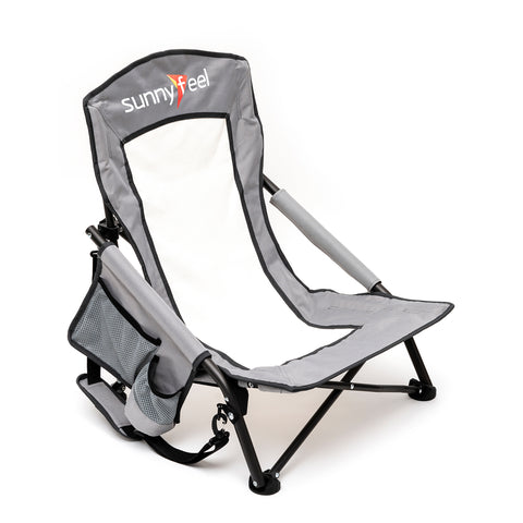 SunnyFeel AC2417G Low Folding Camping Chair, Portable Beach Chairs, Mesh Back Lounger for Outdoor Lawn Beach Camp Picnic