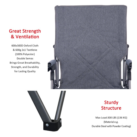 SunnyFeel AC2456 / AC2456H (Heated) Camping Chair Folding Camp Chair Heavy Duty Adults 300 LBS Capacity for Adults Lounge with Cup Holder, Folding Camp Chair Lawn Patio Outdoor Porch