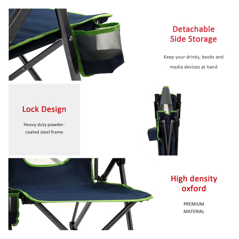SunnyFeel AC2456 / AC2456H (Heated) Camping Chair Folding Camp Chair Heavy Duty Adults 300 LBS Capacity for Adults Lounge with Cup Holder, Folding Camp Chair Lawn Patio Outdoor Porch