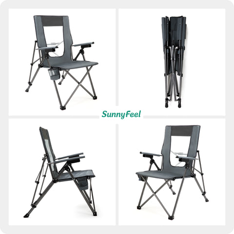 SunnyFeel AC2456 / AC2456H (Heated) Camping Chair Folding Camp Chair Heavy Duty Adults 300 LBS Capacity for Adults Lounge with Cup Holder, Folding Camp Chair Lawn Patio Outdoor Porch