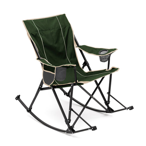 SunnyFeel AC2457 Camping Rocking Chairs for Adults, Outdoor Folding Rocker, Reclining Lawn Chair