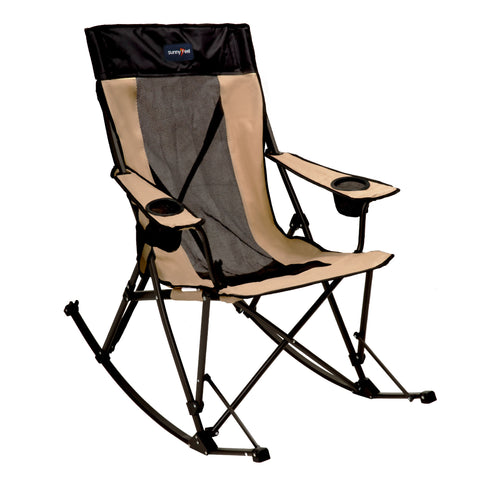 SunnyFeel AC2457 Camping Rocking Chairs for Adults, Outdoor Folding Rocker, Reclining Lawn Chair