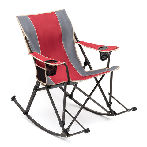 SunnyFeel AC2457 Camping Rocking Chairs for Adults, Outdoor Folding Rocker, Reclining Lawn Chair