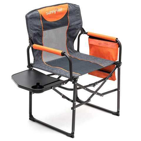 SunnyFeel AC3008F/AC3008I/AC3008K/AC3008L Multi-Version Camping Director Chair, Portable Folding Chair with Side Table and Storage Pouches, Compact Heavy Duty for Adults Outdoor