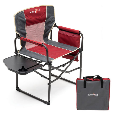 SunnyFeel AC3008F/AC3008I/AC3008K/AC3008L Multi-Version Camping Director Chair, Portable Folding Chair with Side Table and Storage Pouches, Compact Heavy Duty for Adults Outdoor