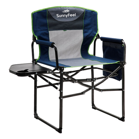 SunnyFeel AC3008F/AC3008I/AC3008K/AC3008L Multi-Version Camping Director Chair, Portable Folding Chair with Side Table and Storage Pouches, Compact Heavy Duty for Adults Outdoor