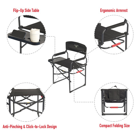 SunnyFeel AC3008F/AC3008I/AC3008K/AC3008L Multi-Version Camping Director Chair, Portable Folding Chair with Side Table and Storage Pouches, Compact Heavy Duty for Adults Outdoor