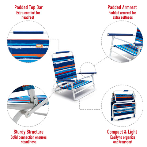 SunnyFeel AC5901B Beach Chair, Foldable Camping Chair Beach Chair,Lightweight Low Easy-to-Store & Use Portable Folding Chair with Handy Handle for Camp/Lawn/Outdoor/Travel Picnic/Concert