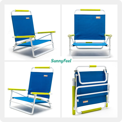 SunnyFeel AC5901B Beach Chair, Foldable Camping Chair Beach Chair,Lightweight Low Easy-to-Store & Use Portable Folding Chair with Handy Handle for Camp/Lawn/Outdoor/Travel Picnic/Concert