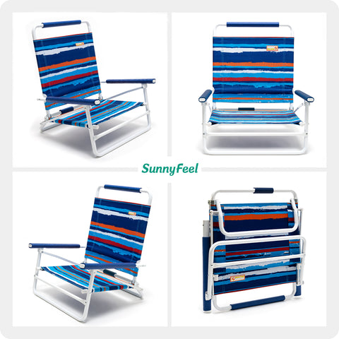 SunnyFeel AC5901B Beach Chair, Foldable Camping Chair Beach Chair,Lightweight Low Easy-to-Store & Use Portable Folding Chair with Handy Handle for Camp/Lawn/Outdoor/Travel Picnic/Concert