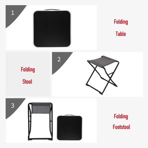 SunnyFeel AT1036C Folding Camping Furniture 3 in 1, Stool, Table, Footrest, Aluminium