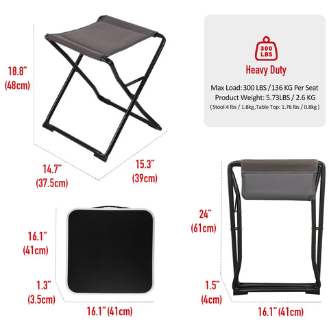 SunnyFeel AT1036C Folding Camping Furniture 3 in 1, Stool, Table, Footrest, Aluminium