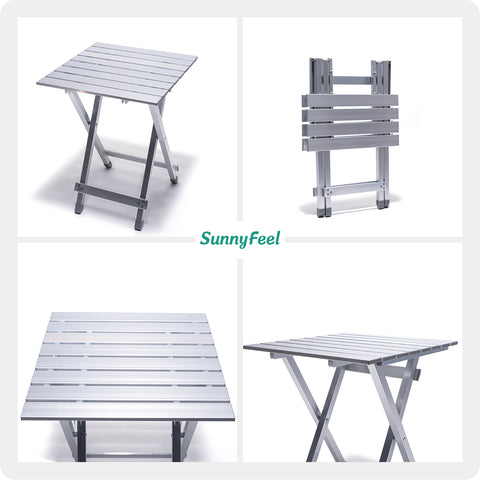 SunnyFeel AT2001D Compact Folding Camping Table, Aluminum Lightweight Foldable Camp Tables, Outdoor Travel Picnic BBQ for 2 People