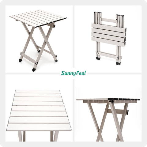 SunnyFeel AT2001D Compact Folding Camping Table, Aluminum Lightweight Foldable Camp Tables, Outdoor Travel Picnic BBQ for 2 People