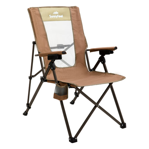SunnyFeel AC2456 / AC2456H (Heated) Camping Chair Folding Camp Chair Heavy Duty Adults 300 LBS Capacity for Adults Lounge with Cup Holder, Folding Camp Chair Lawn Patio Outdoor Porch
