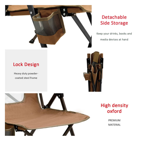 SunnyFeel AC2456 / AC2456H (Heated) Camping Chair Folding Camp Chair Heavy Duty Adults 300 LBS Capacity for Adults Lounge with Cup Holder, Folding Camp Chair Lawn Patio Outdoor Porch