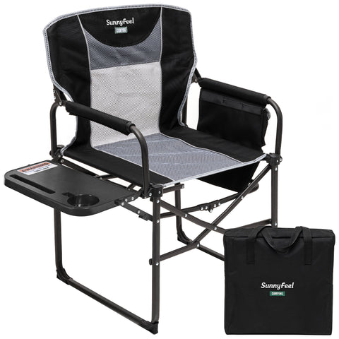 SunnyFeel AC3008F/AC3008I/AC3008K/AC3008L Multi-Version Camping Director Chair, Portable Folding Chair with Side Table and Storage Pouches, Compact Heavy Duty for Adults Outdoor