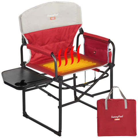 SunnyFeel AC3008F/AC3008I/AC3008K/AC3008L Multi-Version Camping Director Chair, Portable Folding Chair with Side Table and Storage Pouches, Compact Heavy Duty for Adults Outdoor