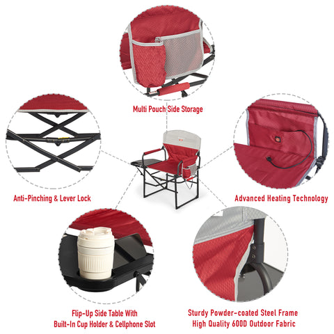 SunnyFeel AC3008F/AC3008I/AC3008K/AC3008L Multi-Version Camping Director Chair, Portable Folding Chair with Side Table and Storage Pouches, Compact Heavy Duty for Adults Outdoor