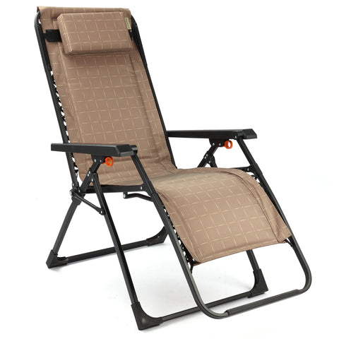 SunnyFeel AC5932 Zero Gravity Recliner Padded Patio Lounger with Side Table Folding Camping Chair for Outdoor