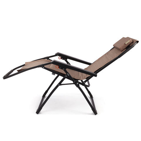 SunnyFeel AC5932 Zero Gravity Recliner Padded Patio Lounger with Side Table Folding Camping Chair for Outdoor