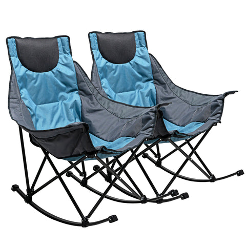 SunnyFeel AC2026 / AC2026H (Heated)Oversized Camping Rocking Chair for Adults, Luxury Padded Recliner, Oversized Folding Rocker, Outdoor Lawn Chair